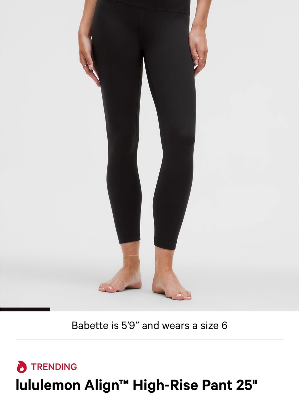 lululemon athletica Align High-Rise Pant 25" - Black - size 4